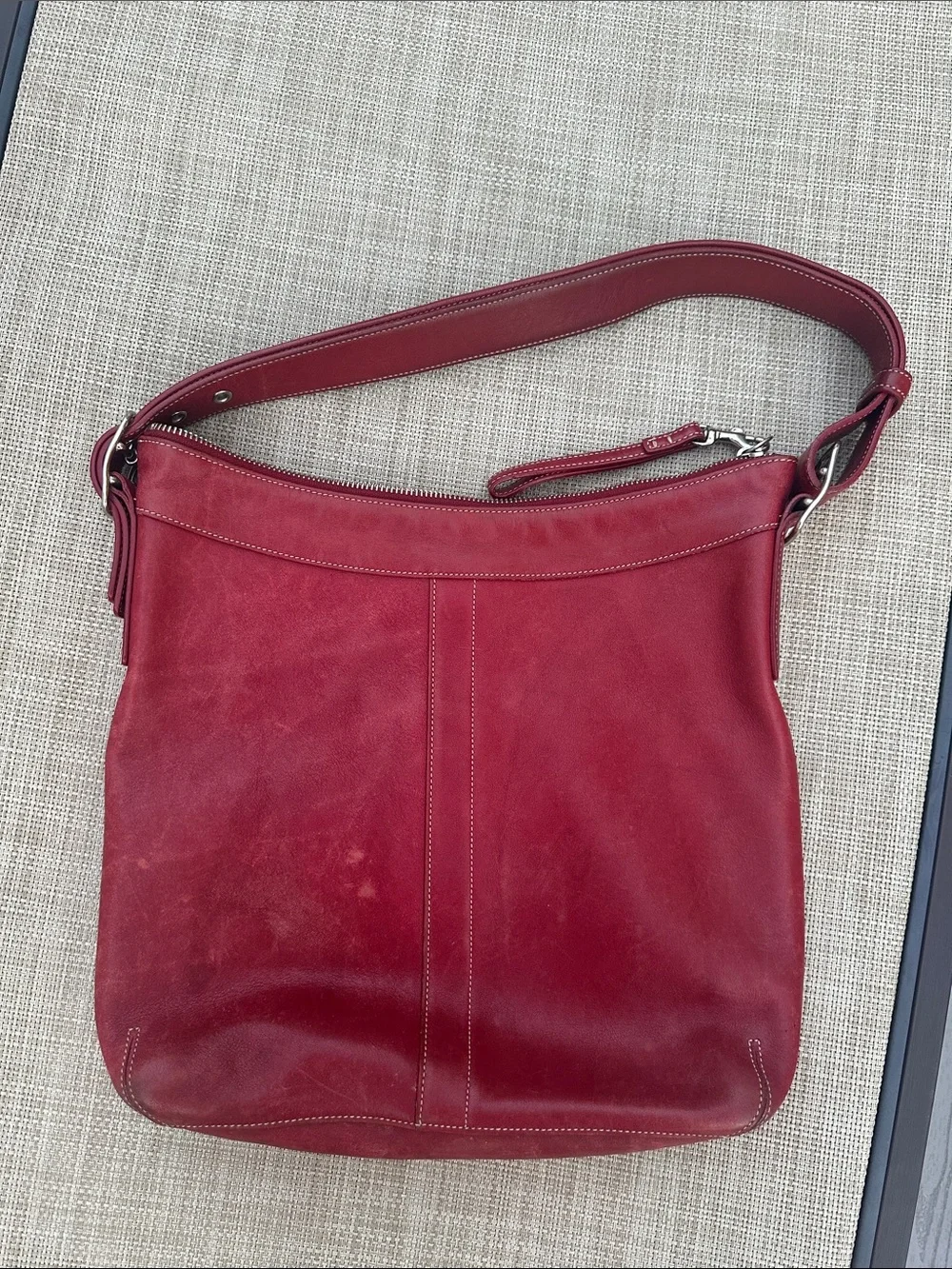 Coach Red Leather Hobo Bag